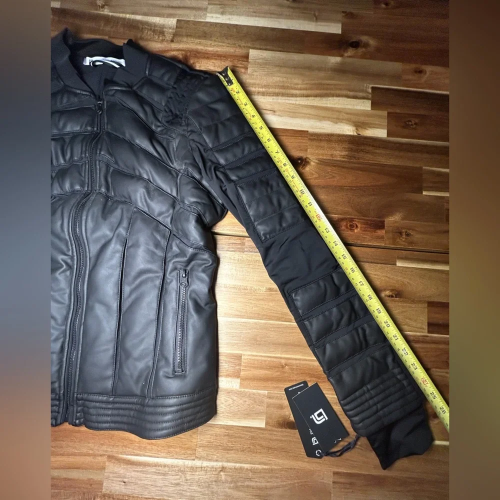 NWT! blanc noir Black Quilted Leather Jacket - Picture 12 of 15